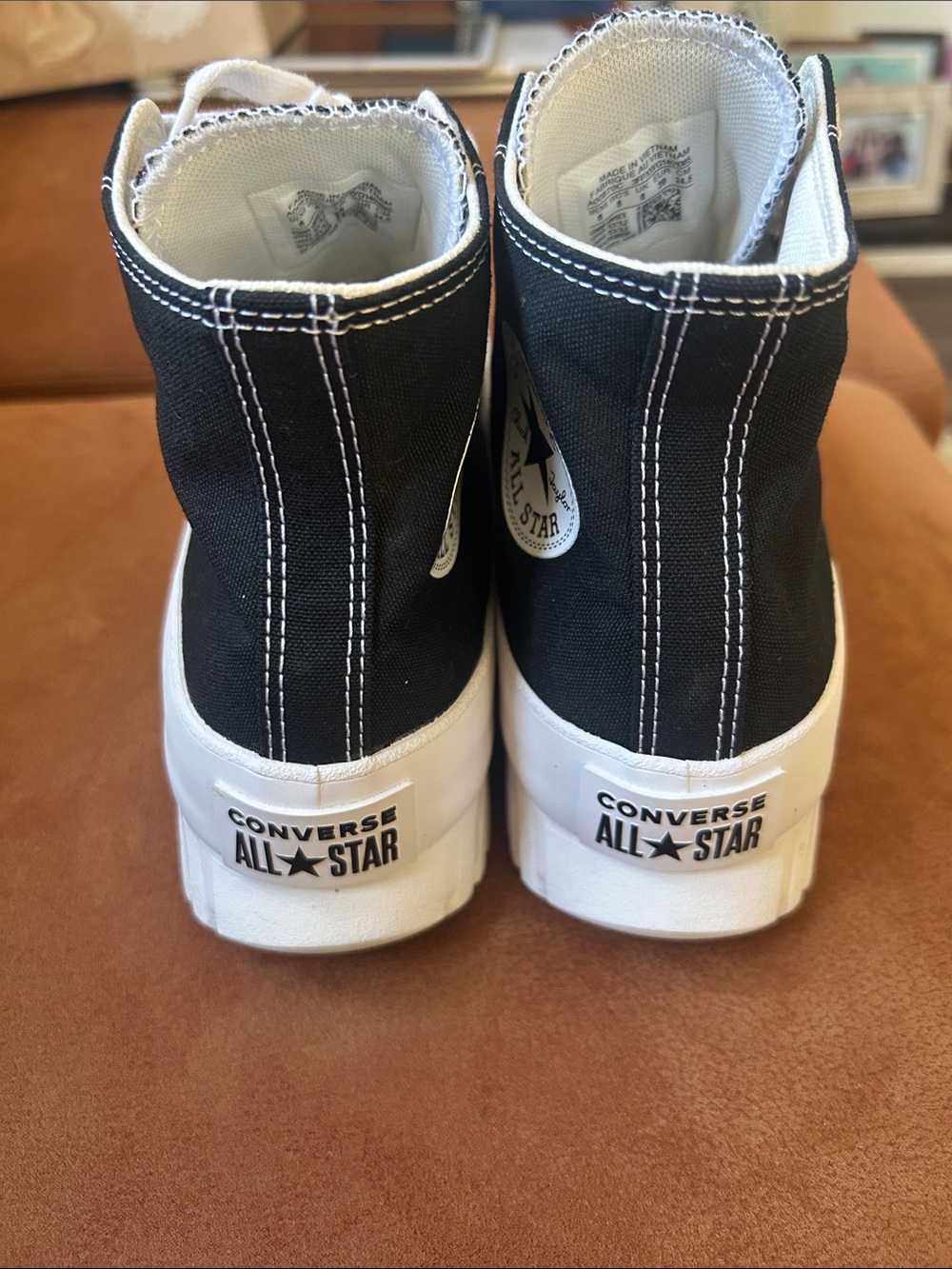 Black High-Top Canvas Platform Sneakers with White Accents - Picture 3 of 12